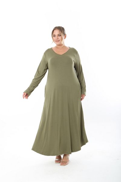 XL Modam Women's Long Sleeve Pocket Lycra Viscose Plus Size Dress