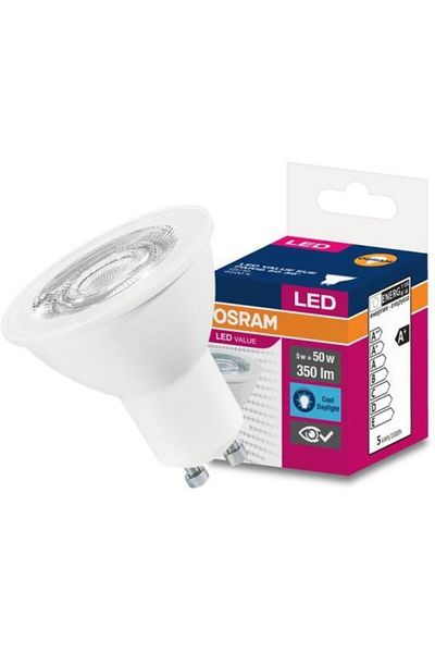 Osram Spot Led Osram, LED VALUE PAR16, GU10, 5W (50W), 220-240V, cold light (6500K), 350 lumens, lifespan