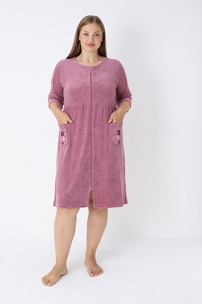 ROMEO LİFE Women's Plus Size Bamboo Micro Fabric Zippered Stylish Velvet Dress 3449-B