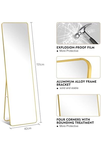 SKY TOUCH SKY-TOUCH Full Length Mirror 151x42cm, Floor Mirrors with Aluminum Alloy Frame