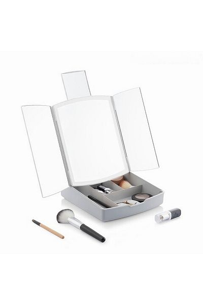 varioshop VarioShop® cosmetic makeup mirror with LED lighting, foldable, 5x magnifying mirror,