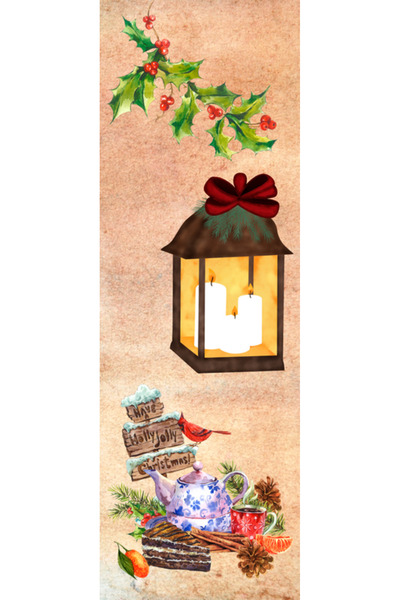OEM Semn de Carte Craciun, 5x15 cm, 2 bucati, Santa ilustrat