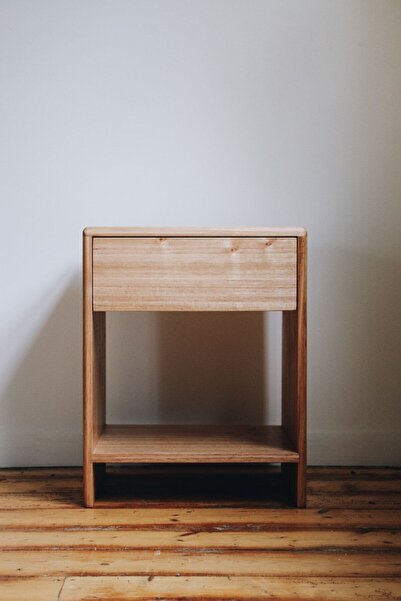 ViraHome Ahşap ve Metal Dekorasyon Lüks Masif Ahşap Tek Çekmeceli Komodin Cev...