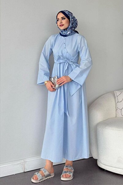 ZeroGap فستان حجاب بياقة قميص وحزام متقاطع وأزرار