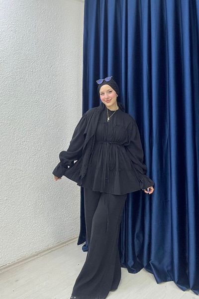 lurex moda Pleated trouser set