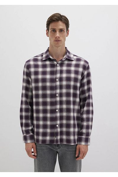 Mavi Men's Burgundy M0211646-90857 Checkered Shirt