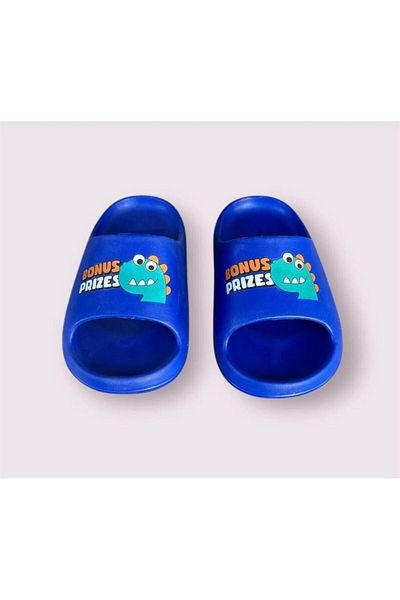 AkınalBella Boy's Blue Printed Dinosaur Slide Slippers