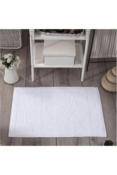 Kotonia Home Hotel Towel - Greek Border Jacquard, 100% Cotton, 50x70 cm, for feet, 850 g/sqm, white