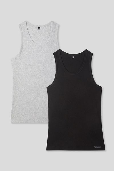 BRAINWEAR Men's 2-Pack Cotton Ribbed Undershirt - Comfortable Fit, Suitable for Daily Use