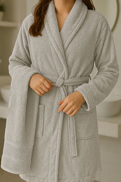 Bonny Home Set halate de baie Nevin Model – halat de baie 100% bumbac și prosop de față 50x90