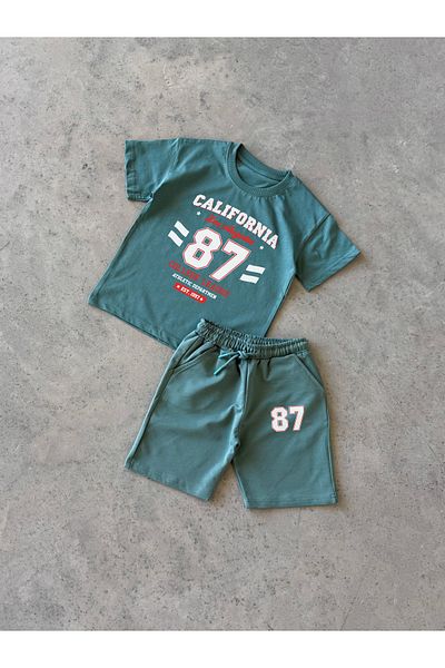 KAPROLLI California87 Unisex T-Shirt Shorts Girls Boys Kids Bottom Top Set Printed Team School Nursery Team