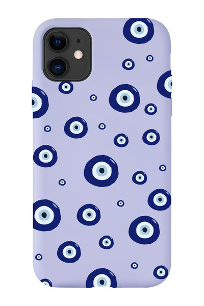 shoptocase iPhone 11 Uyumlu Nazar Boncukları Desenli İçi Süet Lansman Koruyuc...