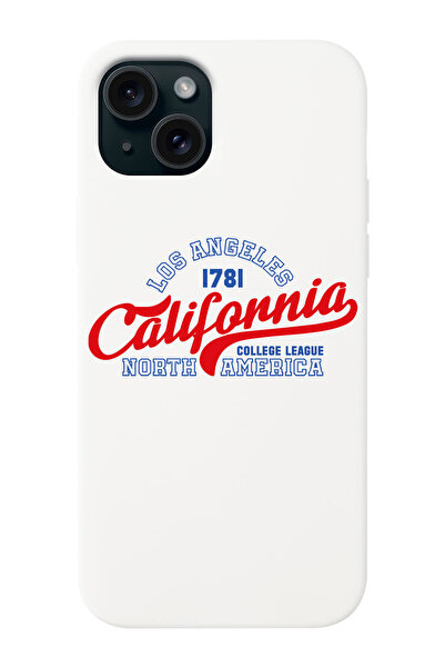 shoptocase iPhone 15 Uyumlu California College Desenli İçi Süet Lansman Koruy...