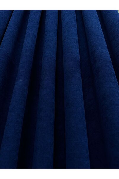 perkoz Parlement Mavi Petek Kadife Fon Perde Ekstrafor Büzgülü Ütü İstemez Fon