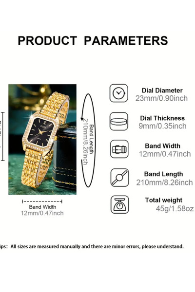 NovaTick Gold Colored Metal Stone Detailed Women's Watch