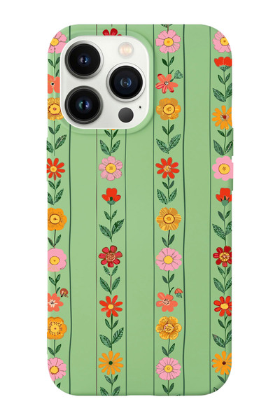 shoptocase iPhone 14 Pro Max Uyumlu Sıralı Çiçekler Desenli İçi Süet Lansman ...