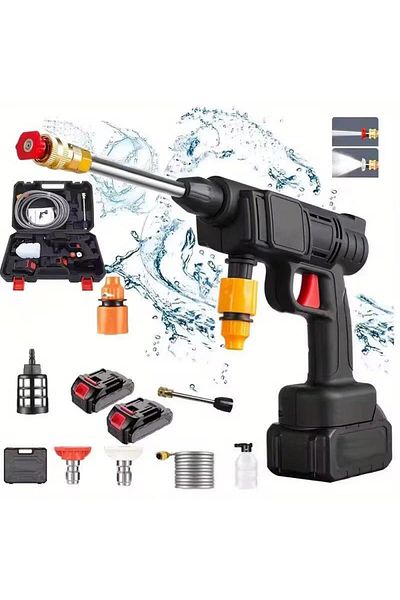 OEM Electric Pressure Washer Gun, Portable, 6000mAh, 2 Batteries, Accessories Included
