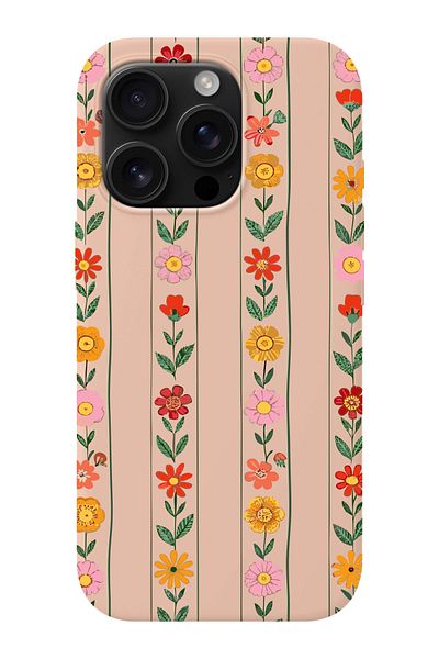 shoptocase iPhone 16 Pro Max Compatible Sequential Flowers Patterned Suede Launch Protective Phone Case