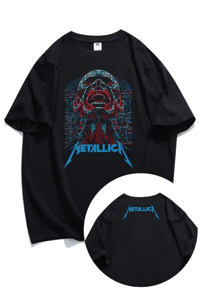 Fuddy Moda Unisex Metallica μπλουζάκι με στάμπα στον αυχένα, μπλουζάκι με θέμ...