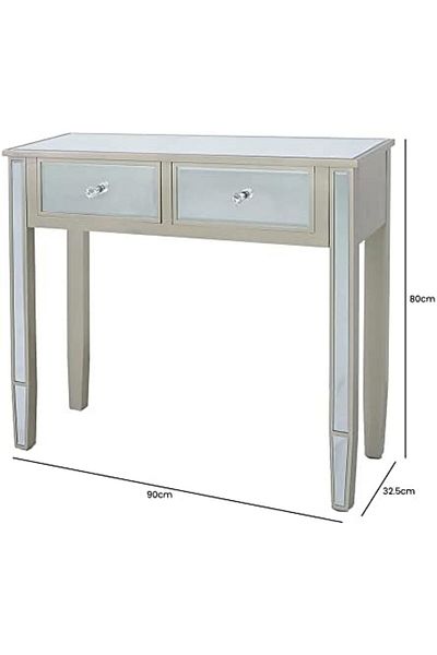 Vanity Living Console Table, Modern Design Mirrored Narrow Hallway Table, Treviso Slim Wooden Framed