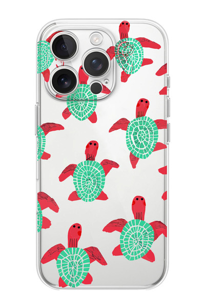 shoptocase iPhone 16 Pro Max Uyumlu Deniz Kaplumbağası Desenli Şeffaf Silikon...