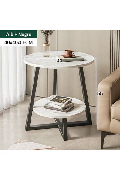 Kardett Coffee table, round table, white, 40x40x55 cm, living room, kitchen