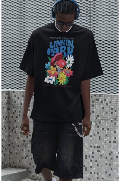 Fuddy Moda Unisex πολύχρωμο μπλουζάκι με στάμπα Linkin Park, μπλουζάκι με θέμ...