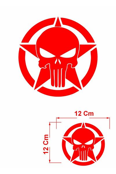 stickerusta Star Punnisher Star Skull Sticker Car Auto Motorcycle Caravan Sticker 00063