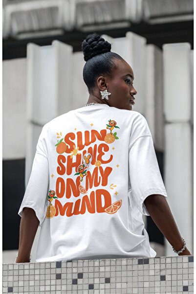 Fuddy Moda Μπλουζάκι με στάμπα στην πλάτη Oversize Sun Shine On My Mind, Unis...