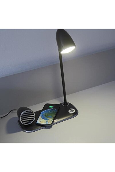 TELLUR Wireless Charger and Desk Lamp Nostalgia 15W, Bluetooth Speaker 5W, Black