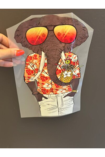 Gönülden Tasarım IMPRIMARE TRANSFER ELEFANT STICKABLE CU FIER DE STIRAT ARMA 25X16 CM