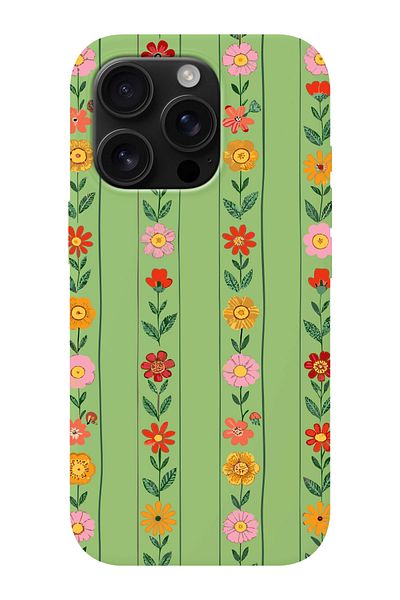 shoptocase iPhone 16 Pro Max Compatible Sequential Flowers Patterned Suede Launch Protective Phone Case