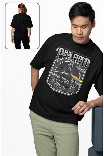 Fuddy Moda Tricou unisex Pink Floyd 1973 scris, tricou oversize cu tematică Rock Band