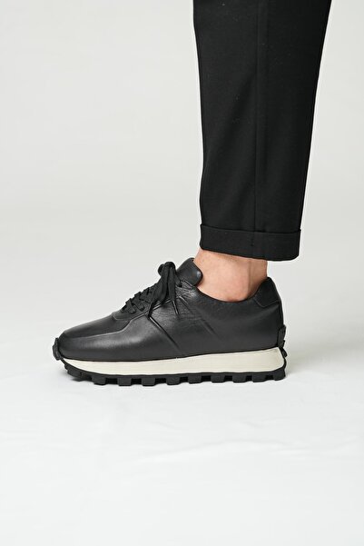 TETRİ Venom Model Hakiki Deri El Yapımı Siyah Deri Sneaker Ayakkabı