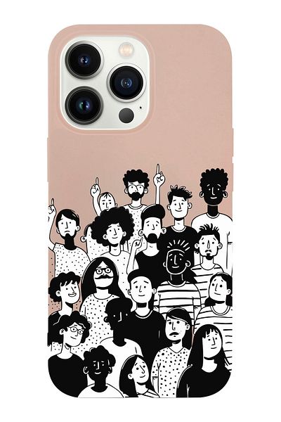 shoptocase iPhone 14 Pro Compatible Community Spirit Patterned Suede Inside Launch Protective Phone Case