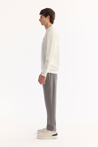Avva Erkek Ekru Bisiklet Yaka Pamuklu Bi-Stretch Baskılı Regular Fit Sweatshirt A52Y1210