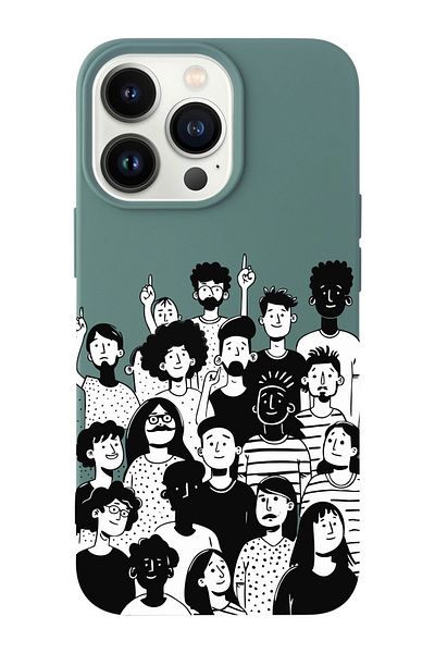 shoptocase iPhone 14 Pro Compatible Community Spirit Patterned Suede Inside Launch Protective Phone Case