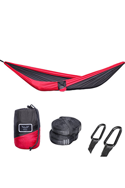 storeful Hamac hikerjoy, 270x140 cm, curele prindere si carabine incluse, negru cu rosu