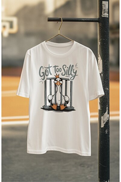 Fuddy Moda Унисекс тениска с надпис „Got Too Silly“, овърсайз, забавен печат ...