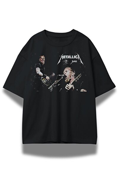 Fuddy Moda Unisex Metallica James Written T-shirt, Oversize μπλουζάκι με θέμα...