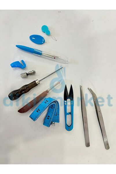 dm dikişmarket Özel Kutulu 11 Parça Mini Dikiş Seti Mezura ip kesicili Yüzük biz ilik açıcı cımbız çıt makas