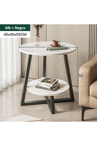 Kardett Coffee table, round table, white, 60x60x55 cm