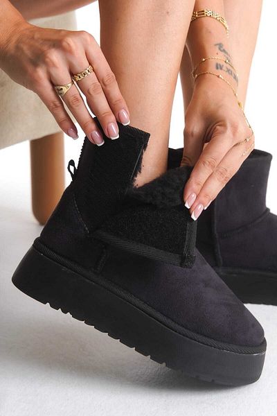 wolfcity Uk High Tan Suede Half Boots with Fur Inside Flat Sole Women's Shoes