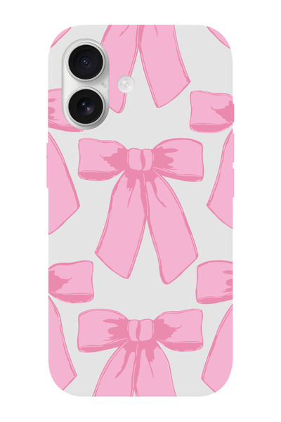 shoptocase iPhone 16 Uyumlu Pink Ribbon İçi Süet Lansman Koruyucu Telefon Kılıfı
