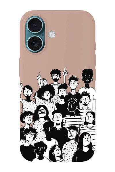 shoptocase iPhone 16 Plus Compatible Community Spirit Patterned Suede Inside Launch Protective Phone Case