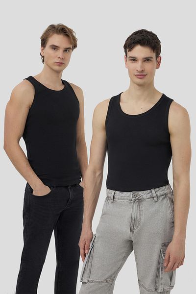 BRAINWEAR Men's 2-Pack Cotton Ribbed Undershirt - Comfortable Fit, Suitable for Daily Use