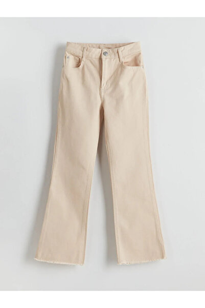 LC Waikiki Lcw Kids Beige Girls' Trousers with Adjustable Elastic Waist