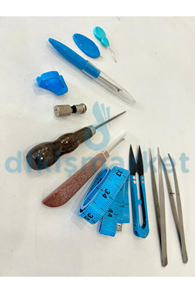 dm dikişmarket Özel Kutulu 11 Parça Mini Dikiş Seti Mezura ip kesicili Yüzük biz ilik açıcı cımbız çıt makas