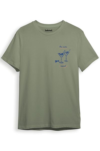 beloved.co One More Round Martini Patterned 100% Cotton Regular Fit Unisex T-Shirt