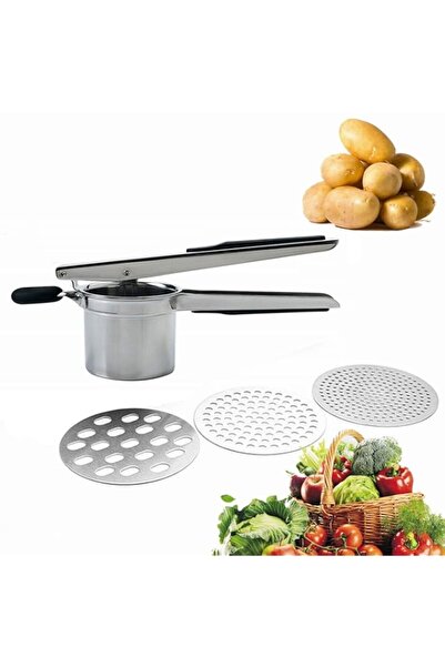 Generic هرس البطاطس وهرسها مع 3 أقراص قابلة للتبديل، هرس الفاكهة متعدد الوظائ...